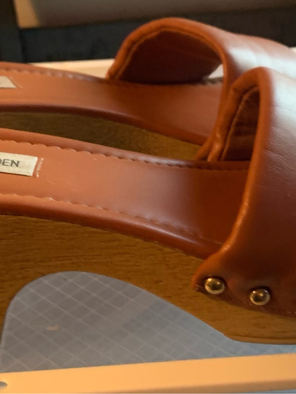 Steve Madden Brown Leather Slide Clogs